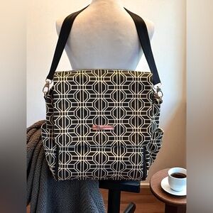 Petunia Pickle Bottom Boxy Diaper Baby Bag Backpack Black & Beige Geometric